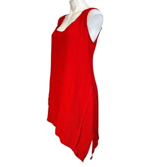 Ali Miles tunic plus size 2x red sleeveless asymmetrical hem - Picture 3 of 6